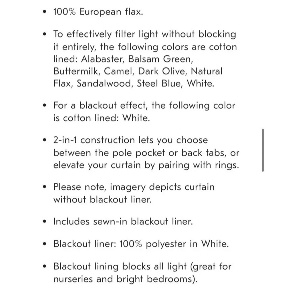 West Elm European Flax Linen Blackout Curtain 48x108 Dark Flax Brown $200 Retail